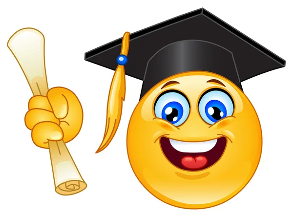 Graduation emoticon — Stock Vector