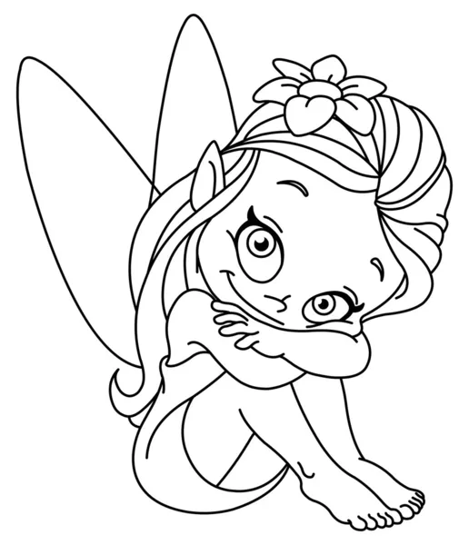 Outlined little fairy Vector Graphics