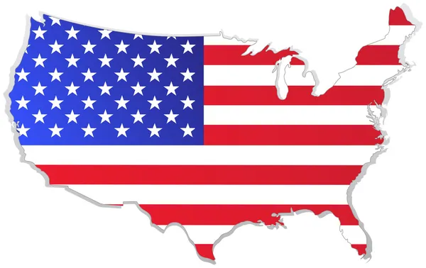 USA Karte mit Fahne — Stockvektor