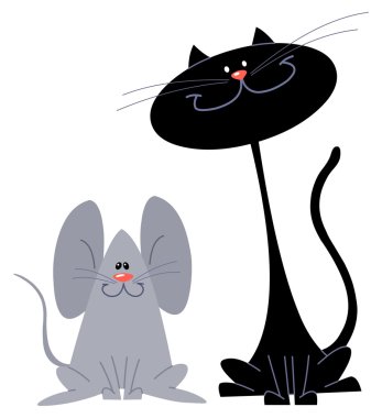 Cat and mouse clipart
