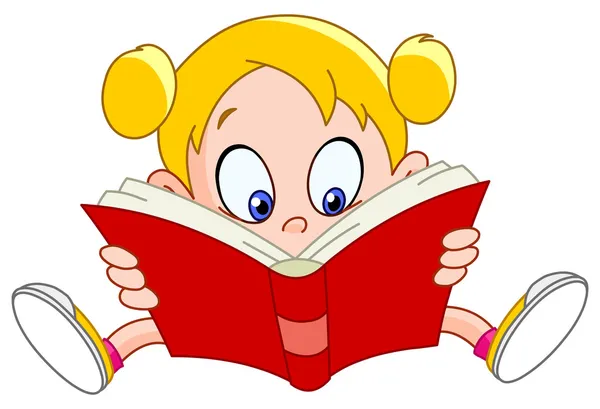 Chica leyendo libro — Vector de stock