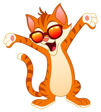 Happy cat wearing sunglasses clipart