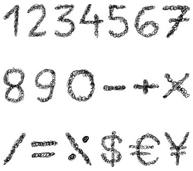 Scribble numbers clipart