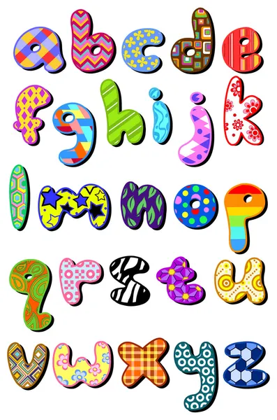 Desenli küçük harf alfabe — Stok Vektör