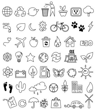 Eco doodle icon set clipart