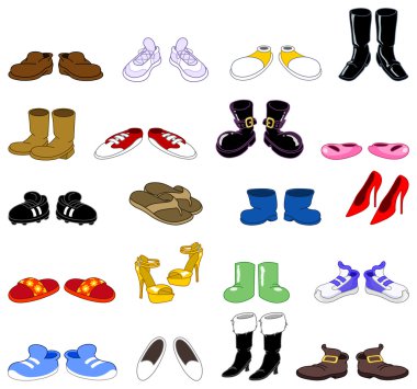 Cartoon shoes set clipart