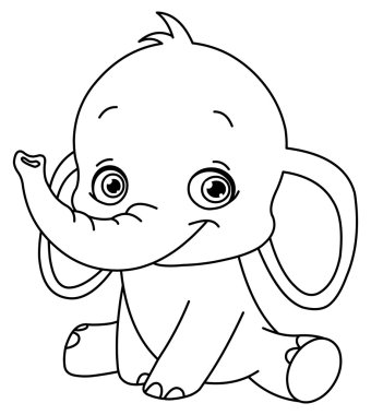 Outlined baby elephant