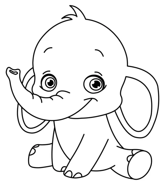 Elefante bebé delineado — Vector de stock