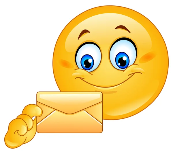 Emoticon with envelope — Stock Vector