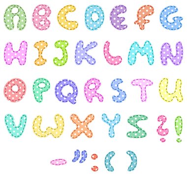 Polka dot alphabet with stitches clipart