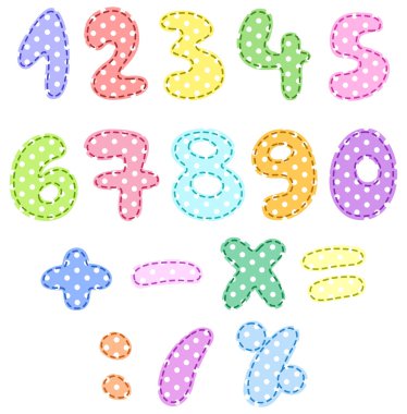 Polka dot numbers with stitches clipart