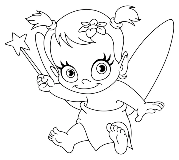 Konturerad baby fairy — Stock vektor