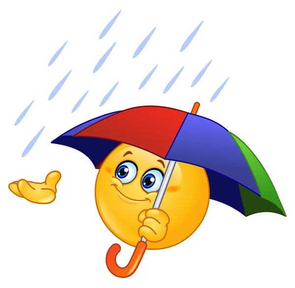 Emoticon with umbrella — Stock Vector