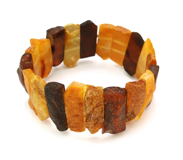 Baltic amber bracelet isolated on white — Stock Photo, Image