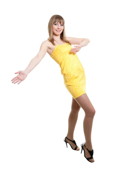 Flicka i gul klänning — Stockfoto
