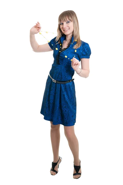 Девушка в синем платье — стоковое фото