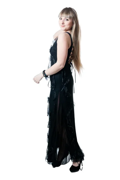 The beautiful girl in black dress — Stock Photo, Image