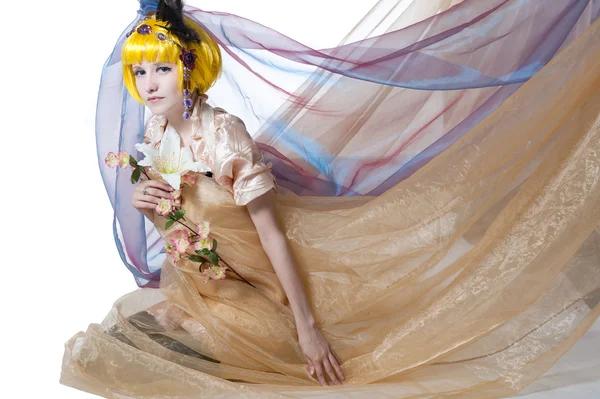 Krásná dívka princezna v tkaniny — Stock fotografie