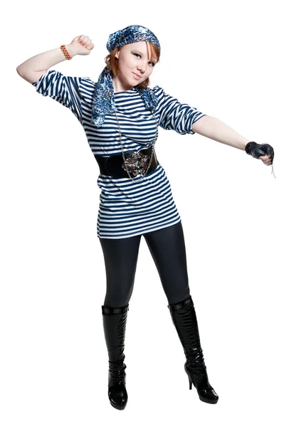 La bella ragazza vestita da pirata — Foto Stock