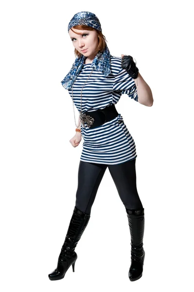 The beautiful girl dressed as the pirate — Stock Photo, Image