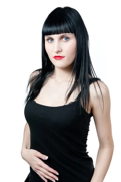 검은 드레스에 섹시 한 여자 — 스톡 사진