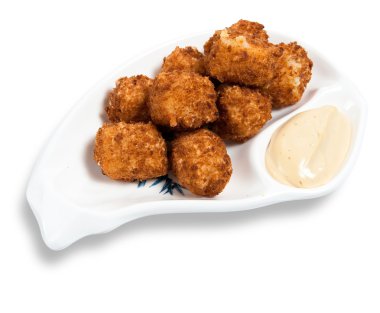 Cheese balls with garlic sauce