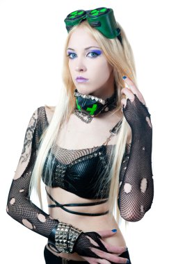 Beautiful cybergoth blonde girl clipart