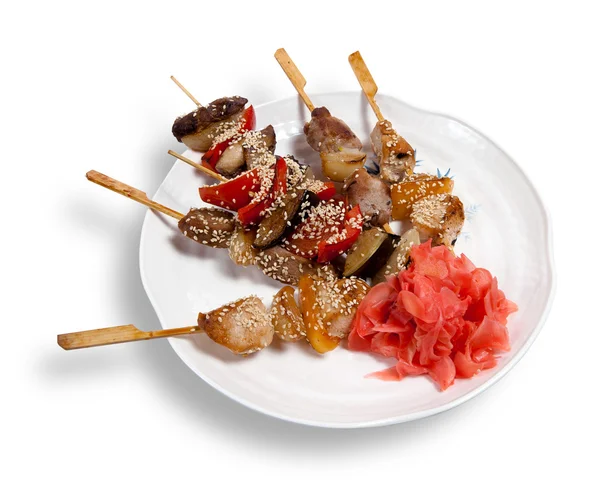 Skewers on a plate — Stock Photo, Image