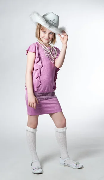 Little princess in purple dress — Stock Photo, Image