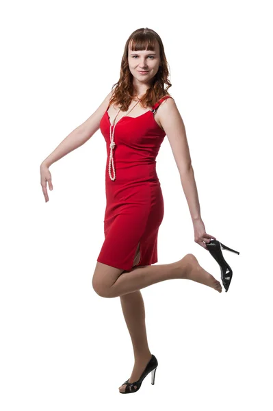 Kırmızı elbiseli güzel kadınlar — Stok fotoğraf