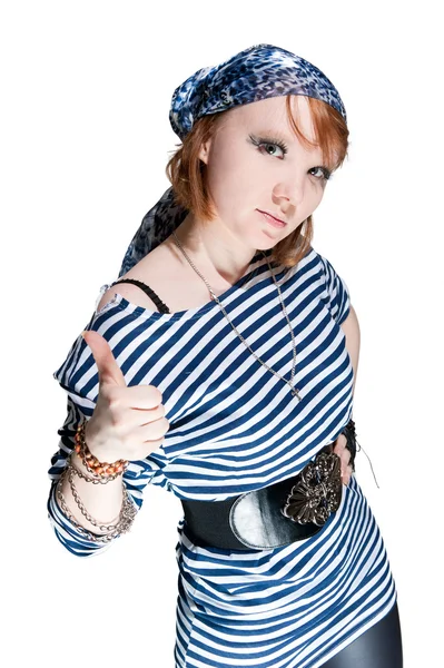 Krásná dívka oblečená jako pirát — Stock fotografie