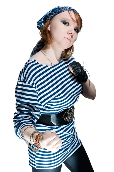 La hermosa chica vestida como el pirata — Foto de Stock