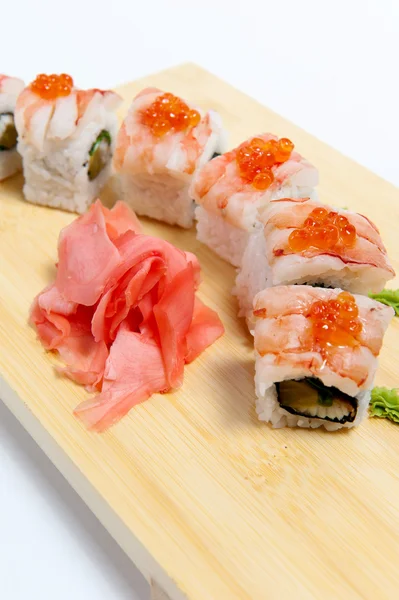 Kaplan karides ile Sushi — Stok fotoğraf