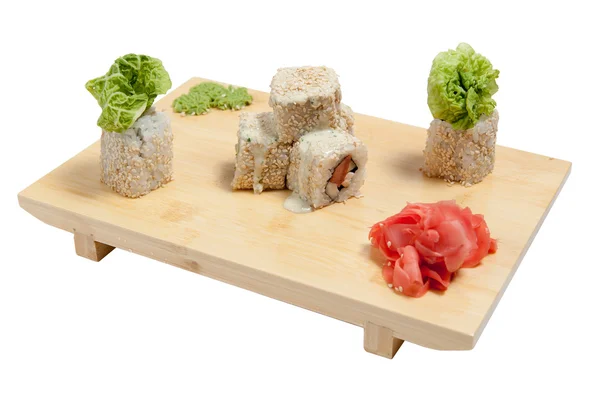 Sushi op houten voet — Stockfoto