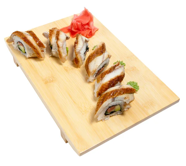 Sushi auf Holzständer — Stockfoto