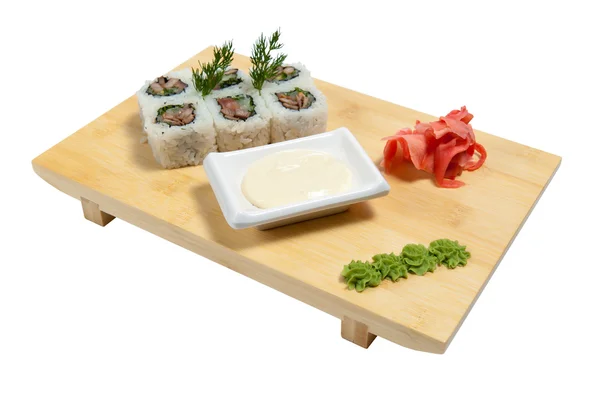 Sushi op houten voet — Stockfoto