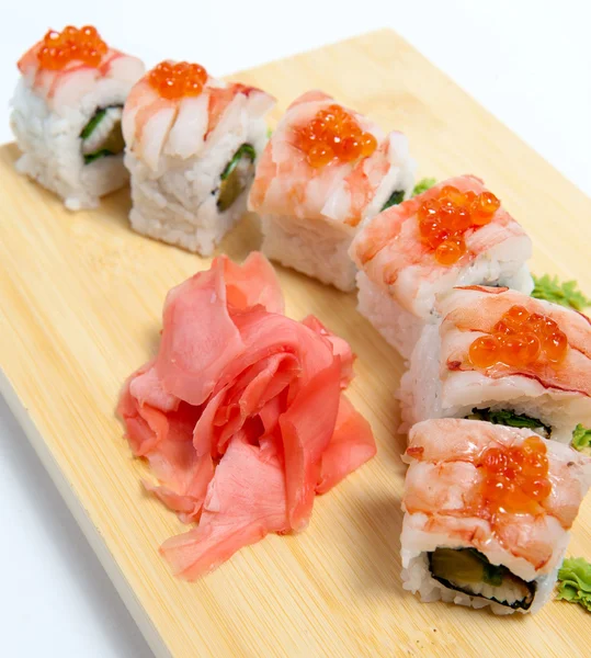 Kaplan karides ile Sushi — Stok fotoğraf