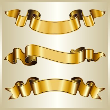 Gold ribbon collection clipart