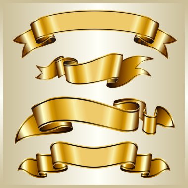 Gold ribbon collection clipart