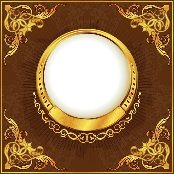 Moldura de círculo vintage de ouro com fita — Vetor de Stock