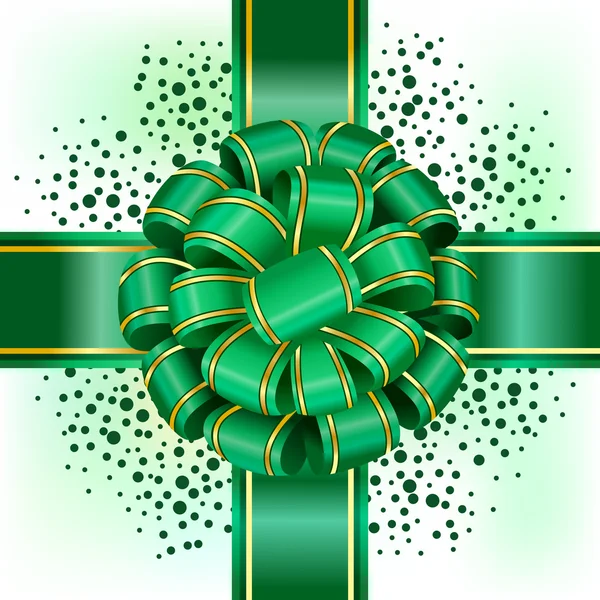 Green bow with ribbon — Stock Vector
