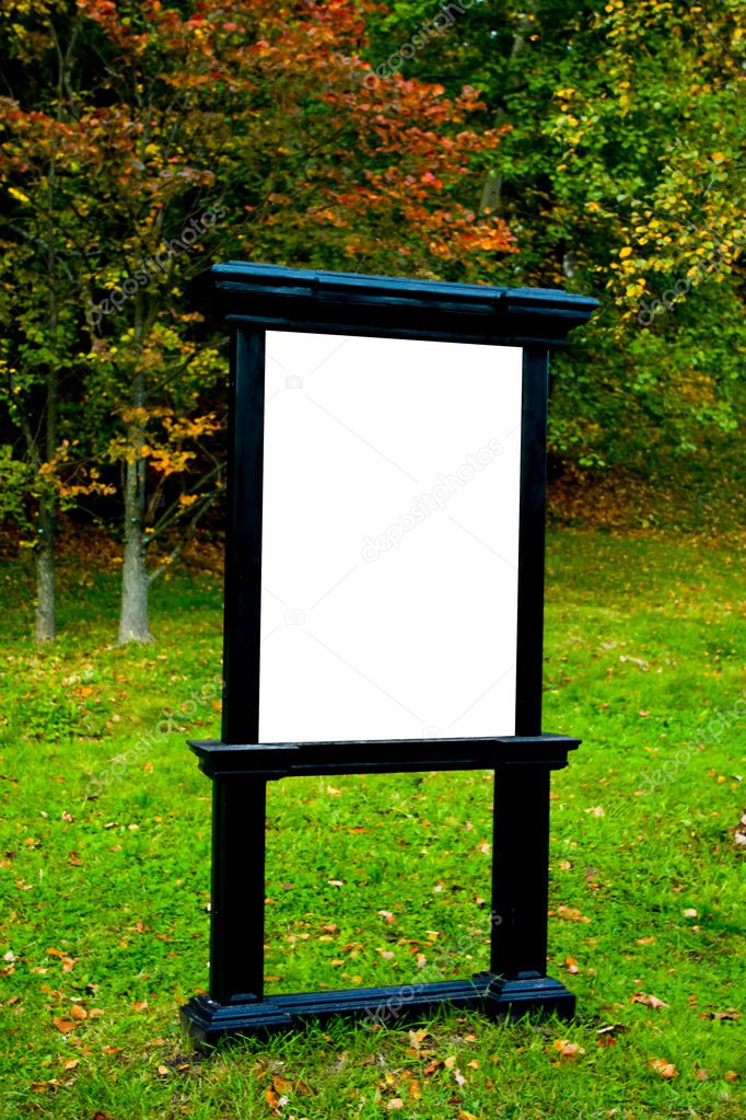 Rectangular big blank billboarb in autumn park