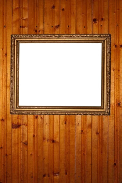 Moldura vazia sobre a parede de madeira — Fotografia de Stock