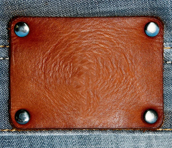 Dżinsy z pustą etykietę brązowy — Zdjęcie stockowe