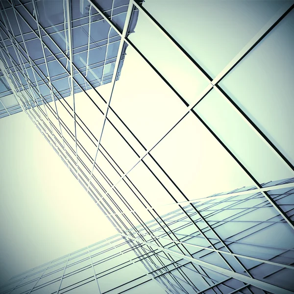 stock image Blue glass wall of skyscraper perspective view