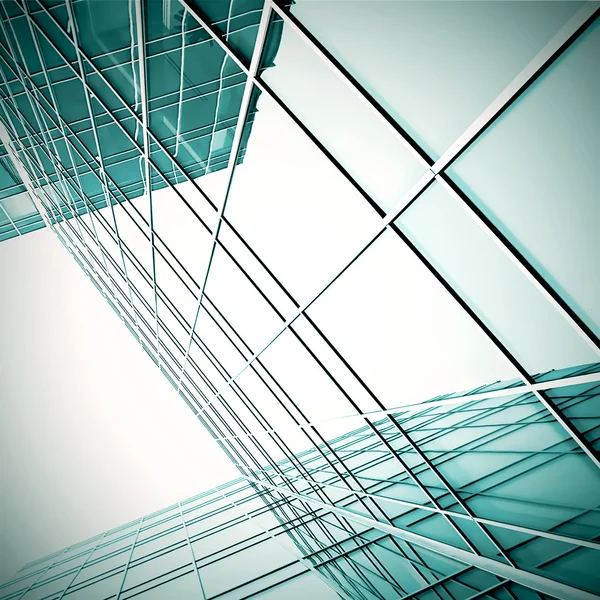 Moderne groen glas wolkenkrabber perspectief weergave — Stockfoto
