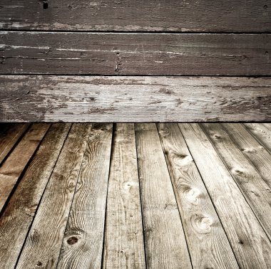 Dark wooden wall and floor indoor old rural room clipart