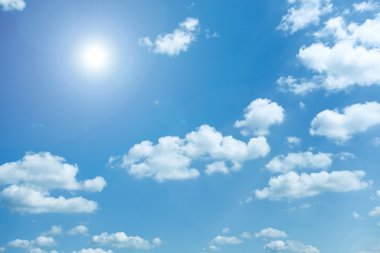 Panoramic view of beautiful blue-sky and sparse white clouds clipart
