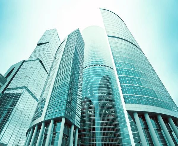 Futuristic structure of office skyscrapers in the morning — Stock Photo, Image