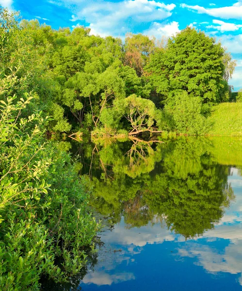 美しい農村湖の美しいシーン — ストック写真